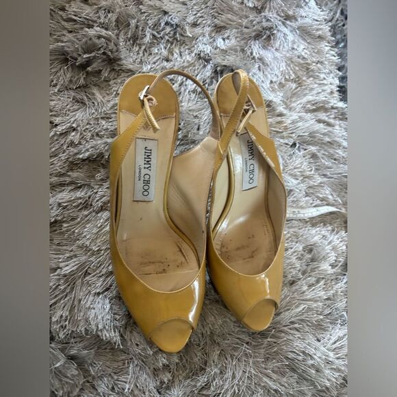 Jimmy Choo slingback heels patent leather pumps classic sandals Y2K shoes - Picture 1 of 7
